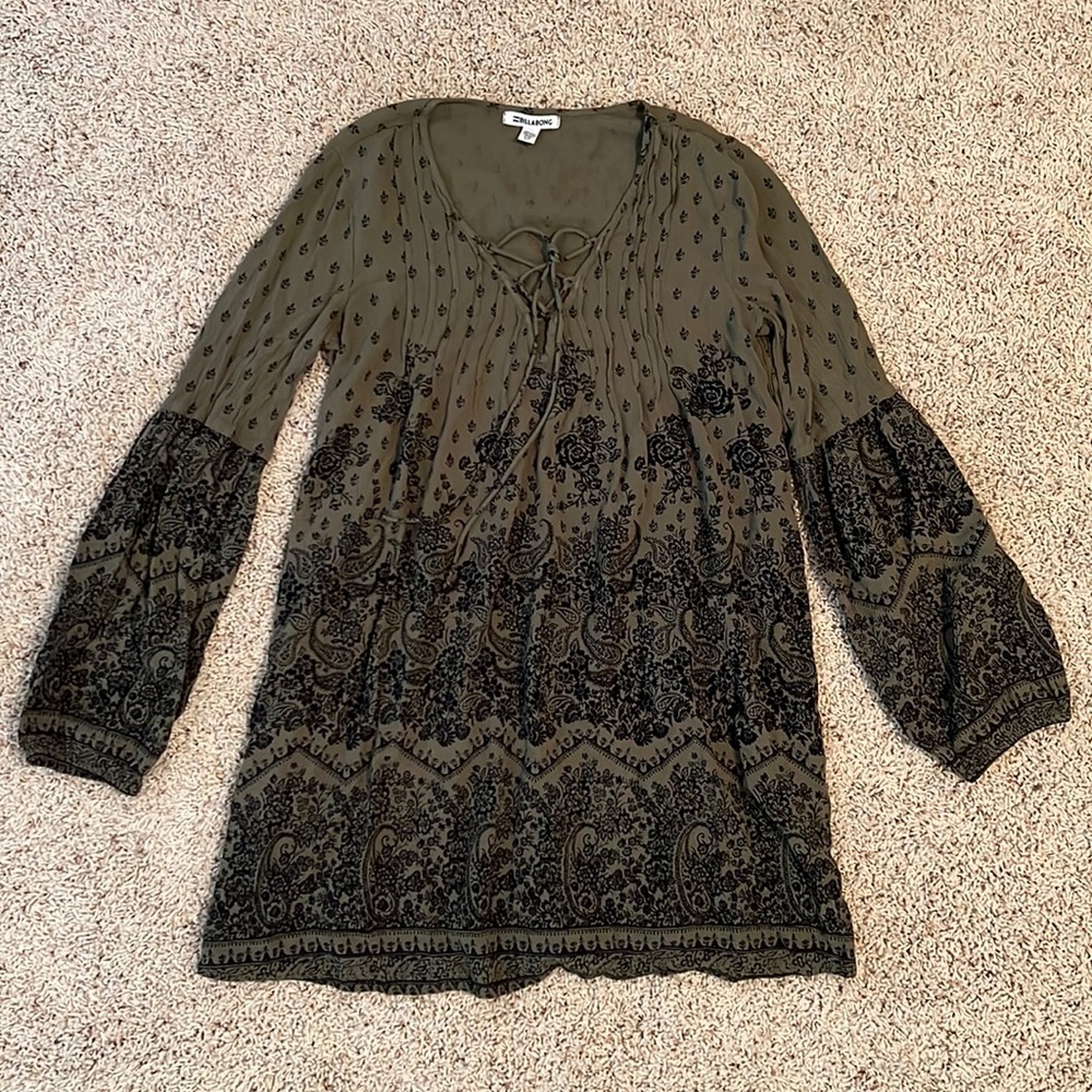 Billabong green floral tunic dress (S)